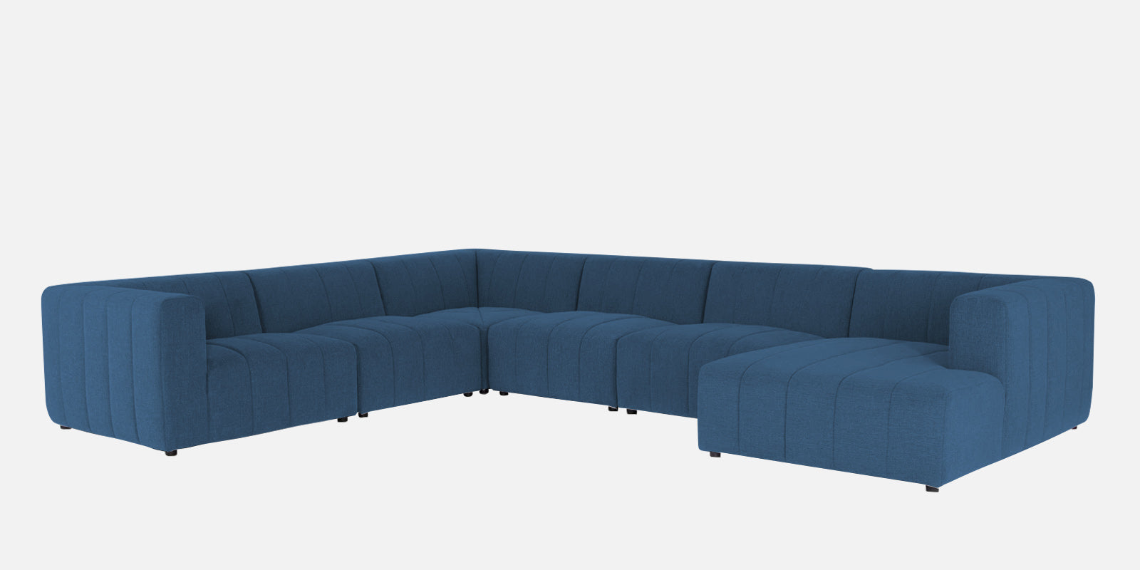 Damo Fabric LHS 8 Seater Sectional Sofa In Light Blue Colour