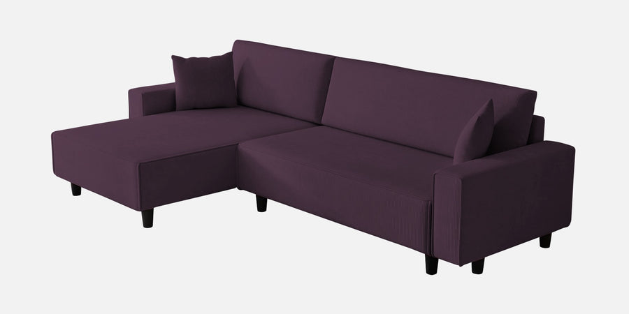 Peach Fabric Lhs 6 Seater Sofa Cum Bed With Storage In Greek Purple Colour - Febonic Living