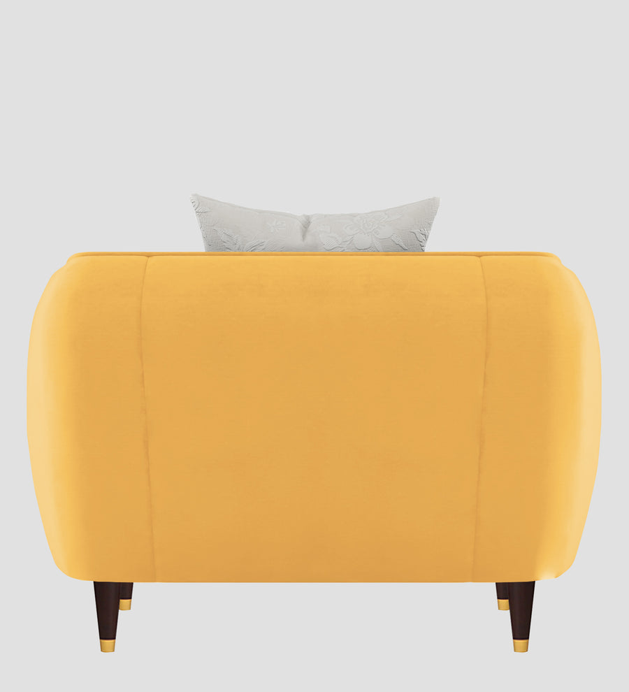 Hairo Velvet 1 Seater Sofa In Turmeric Yellow Colour - Febonic Living