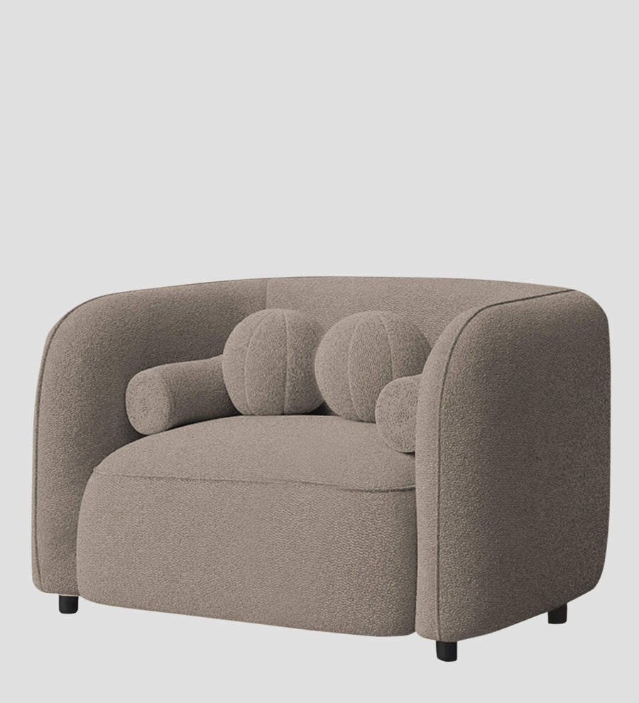 Corny Boucle Fabric 1 Seater Sofa In Macy Grey Colour - Febonic Living