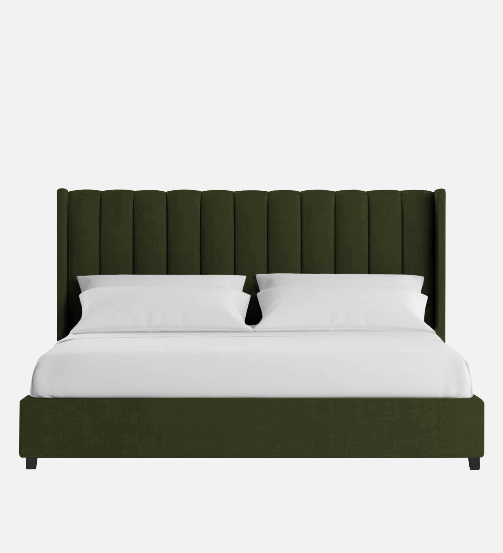 Colina Fabric Queen Size Bed In Olive Green Colour With Box Storage