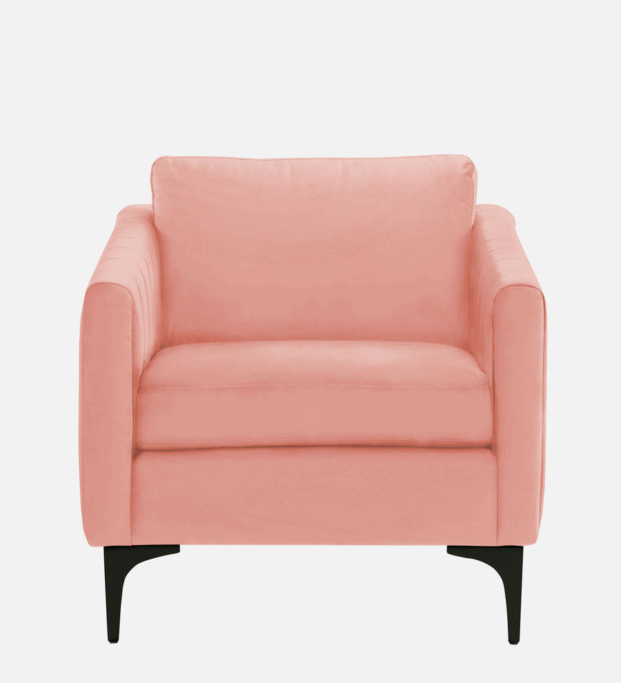Haru Velvet 1 Seater Sofa In Blush Pink Colour - Febonic Living