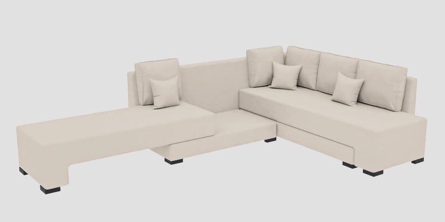 Corby Velvet Rhs 6 Seater Convertible Sofa Cum Bed In Camel Beige Colour - Febonic Living