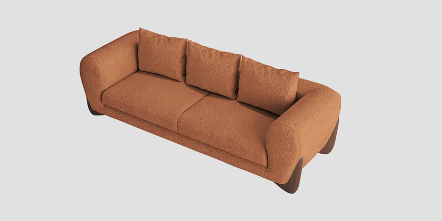 Boko Boucle 3 Seater Sofa In Light Orange Colour - Febonic Living