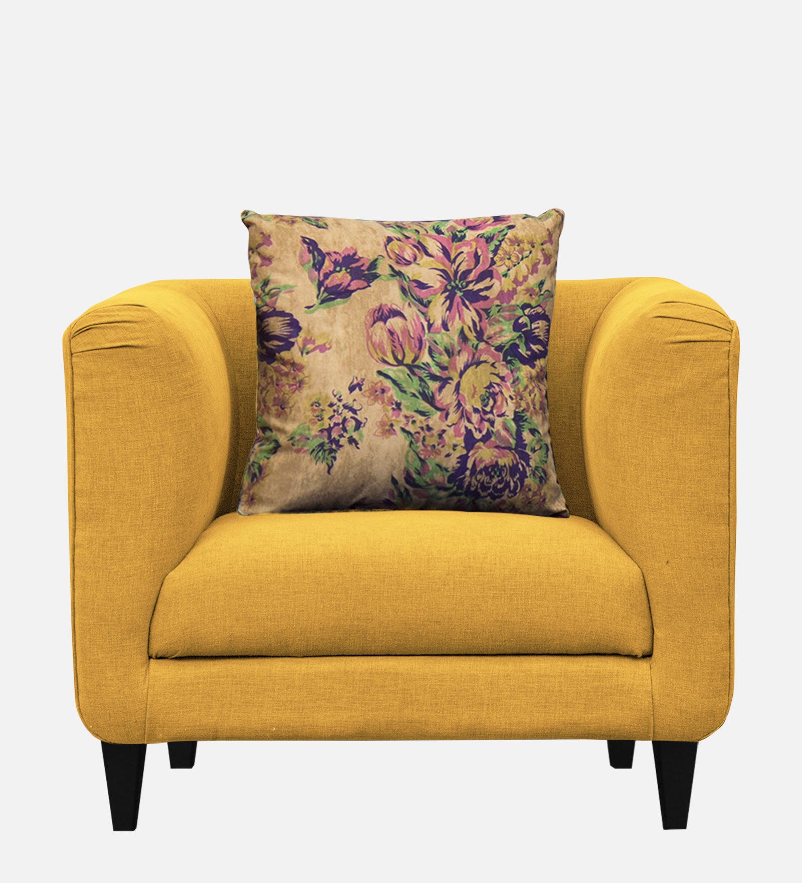 Niki Fabric 1 Seater Sofa in Bold Yellow Colour