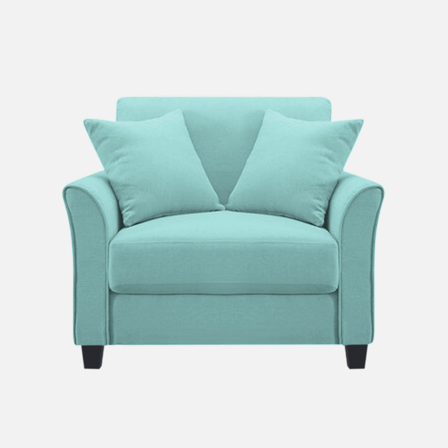 Daroo Velvet 1 Seater Sofa In Barmunda Aqua Colour - Febonic Living