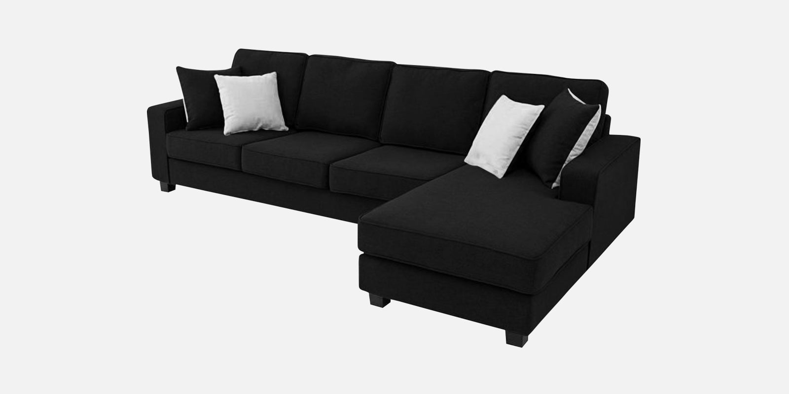 Ladybug Fabric LHS Sectional Sofa (3+Lounger) In Zed Black Colour