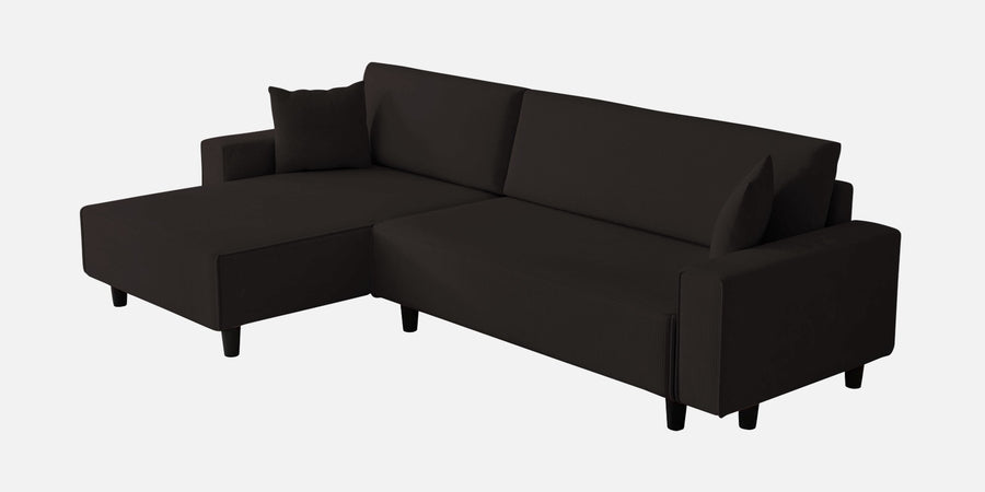 Peach Fabric Lhs 6 Seater Sofa Cum Bed With Storage In Cara Brown Colour - Febonic Living