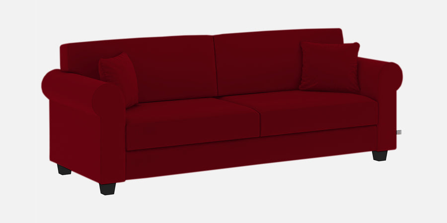 Numonk Velvet 3 Seater Sofa In Cherry Red Colour - Febonic Living