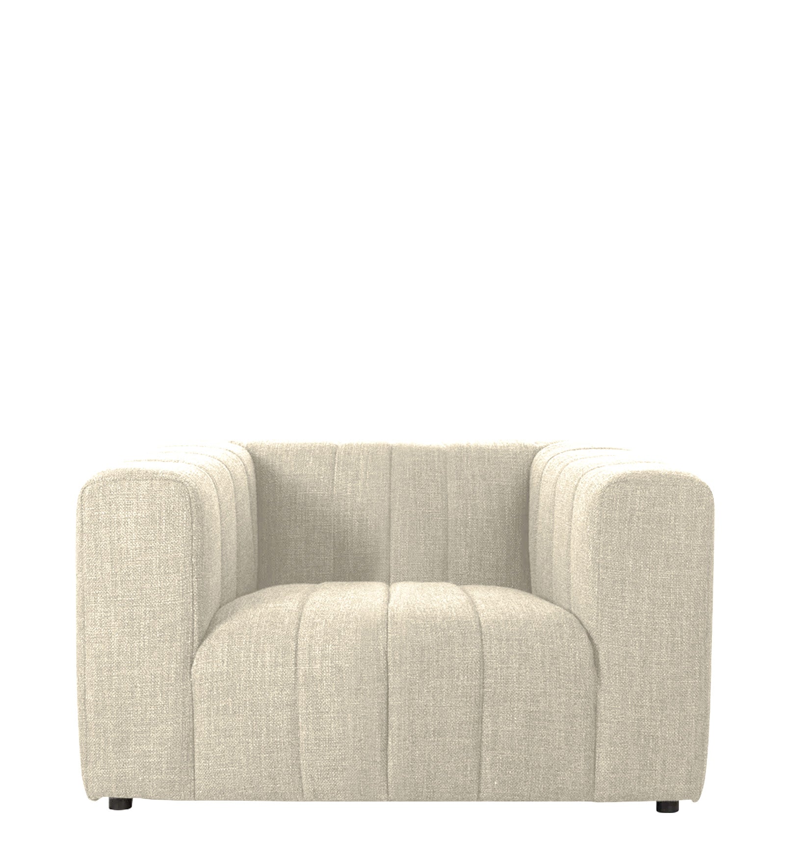 Lara Fabric 1 Seater Sofa in Ivory Beige Colour