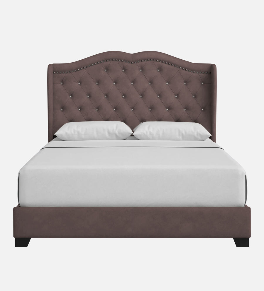 Blake Fabric Upholstered Queen Size Bed In Caspa Brown Colour - Febonic Living