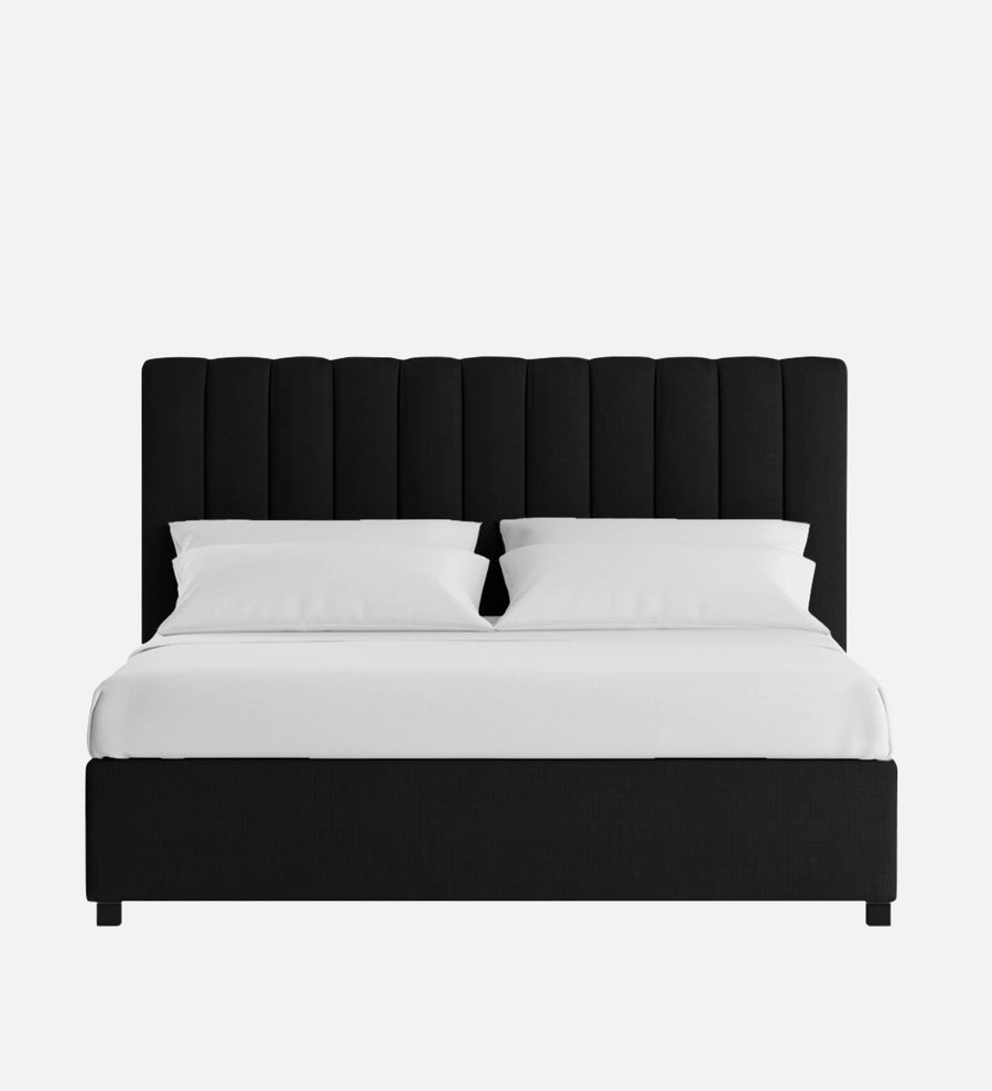 Nivi Fabric Upholstered Queen Size Bed In Zed Black Colour With Drawer Storage - Febonic Living