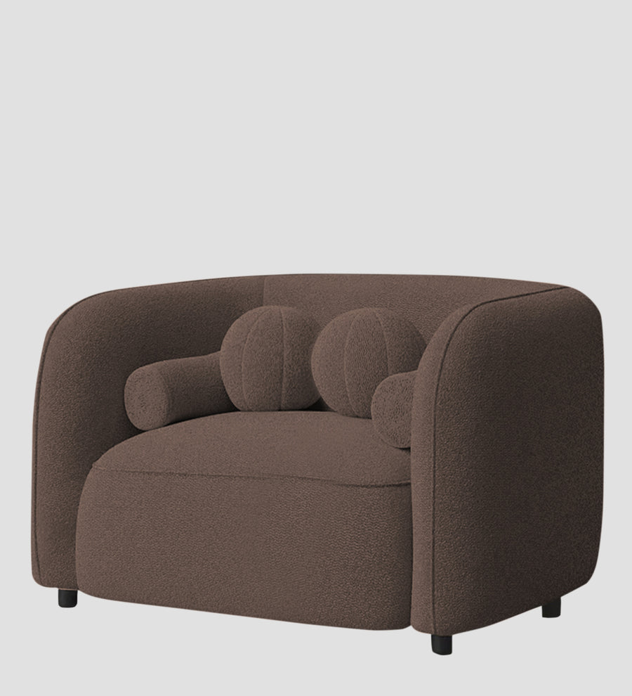 Corny Boucle Fabric 1 Seater Sofa In Truffle Brown Colour - Febonic Living