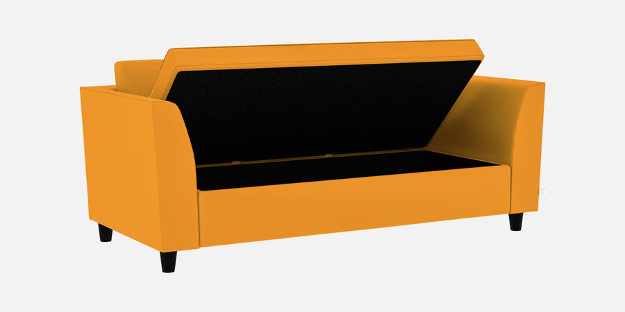Bristo Velvet 3 Seater Sofa In Safforn Yellow Colour With Storage - Febonic Living