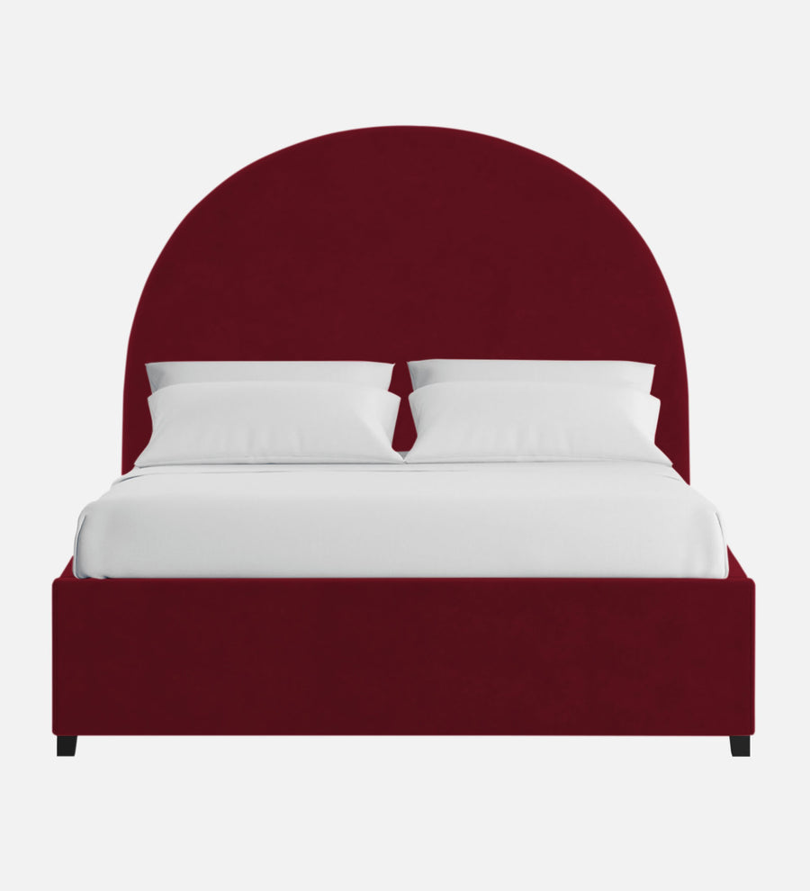 Maro Velvet Upholstered King Size Bed In Dark Maroon Colour - Febonic Living
