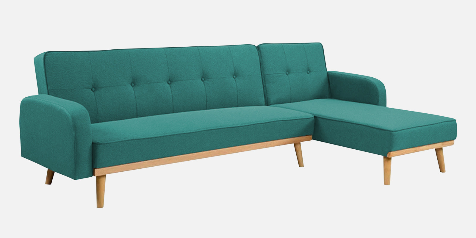 Zuno Fabric RHS Sectional + Sofa Cum Bed In Sea Green Colour