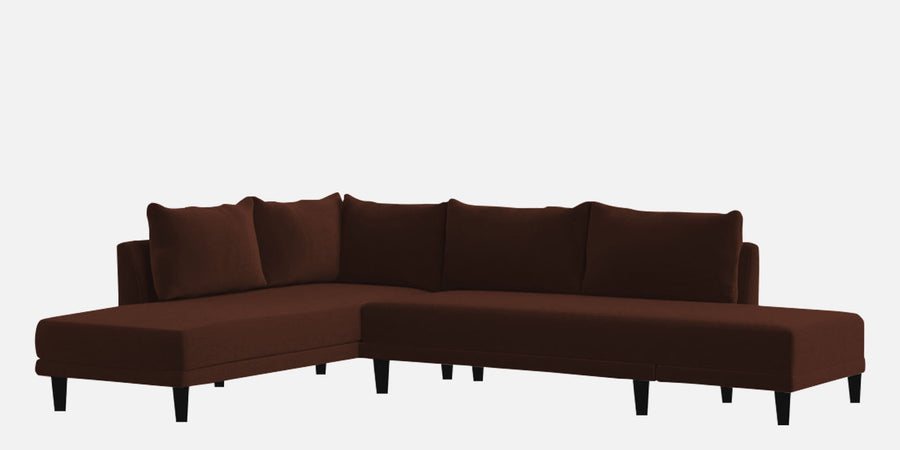 Ira Fabric Rhs 6 Seater Convertible Sofa Cum Bed In Coffee Brown Colour - Febonic Living