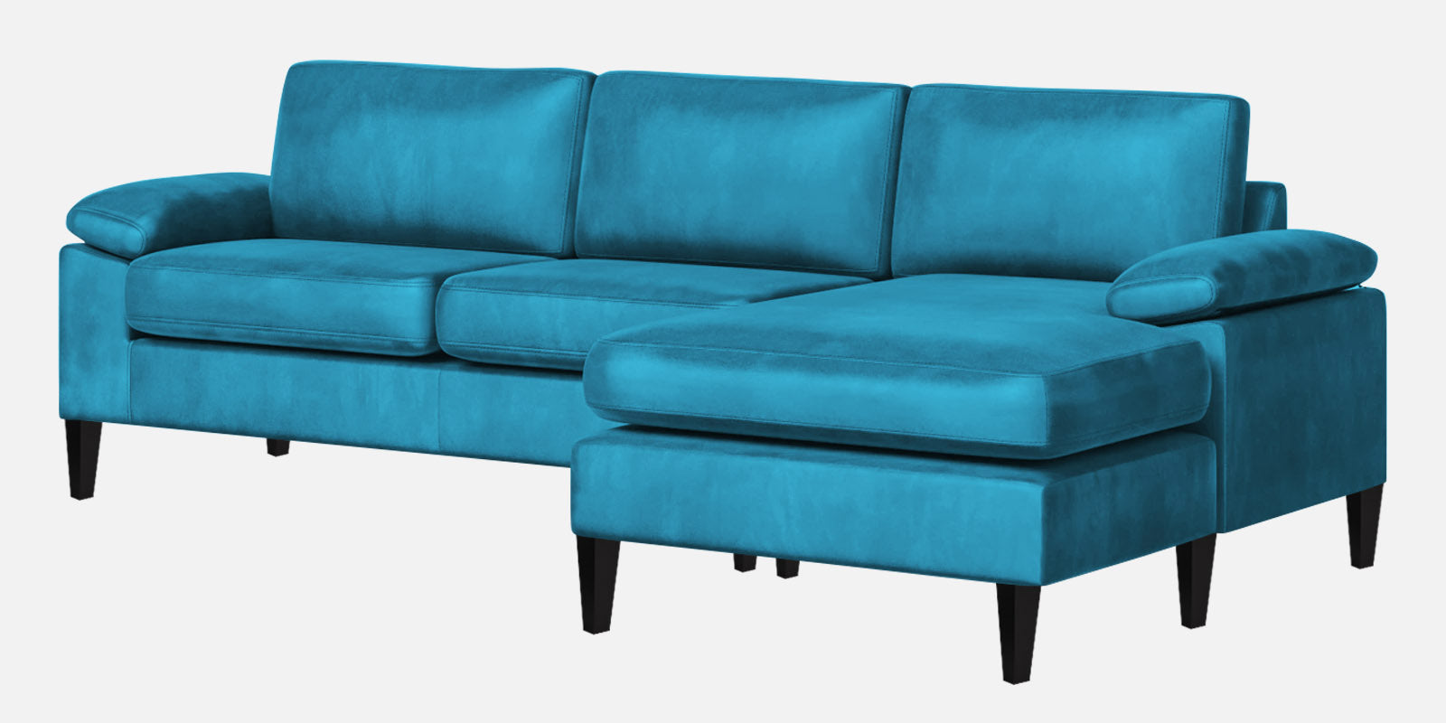 Vegas Velvet LHS Sectional Sofa (3+Lounger) In Aqua blue Colour