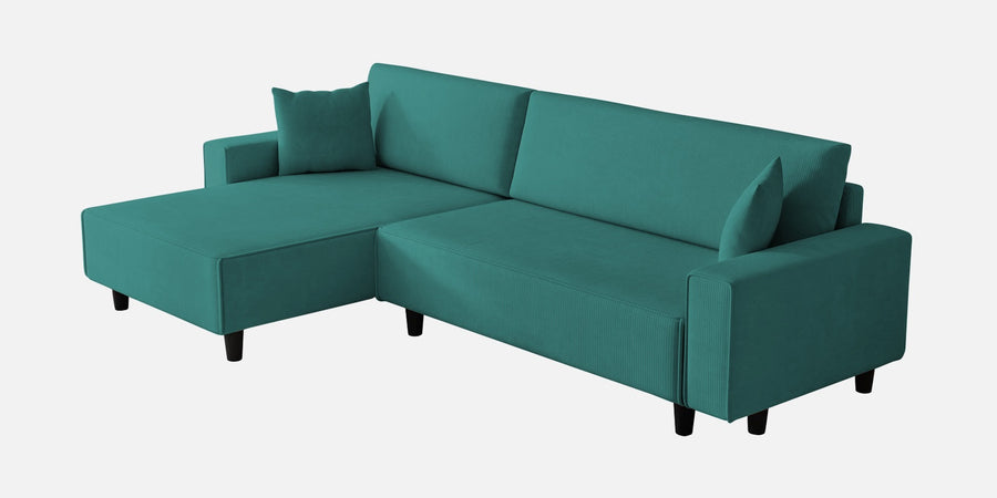 Peach Fabric Lhs 6 Seater Sofa Cum Bed With Storage In Sea Green Colour - Febonic Living