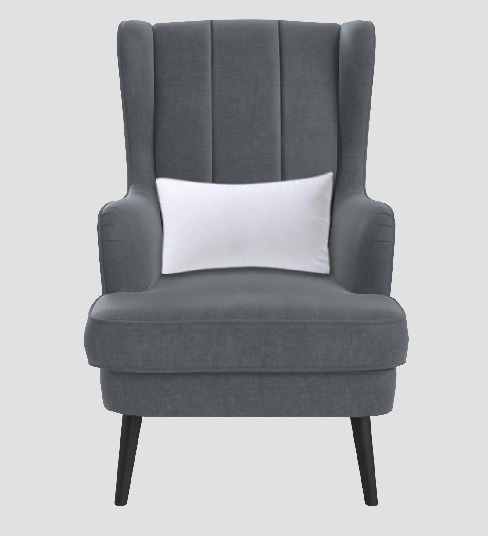 Niya Velvet 1 Seater Wing Chair in Pubble Grey Colour