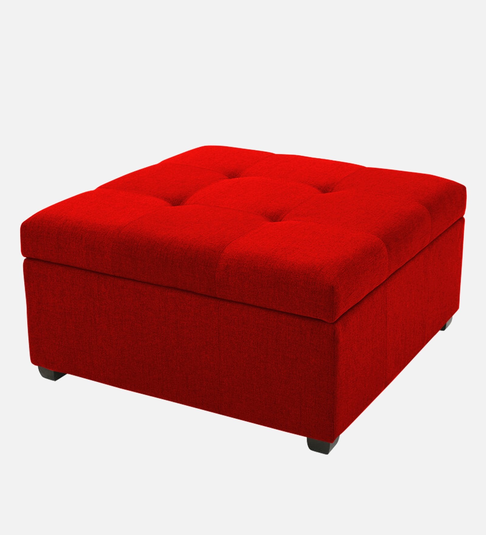 Mubila Fabric Ottoman In Ruby Red Colour With Storage