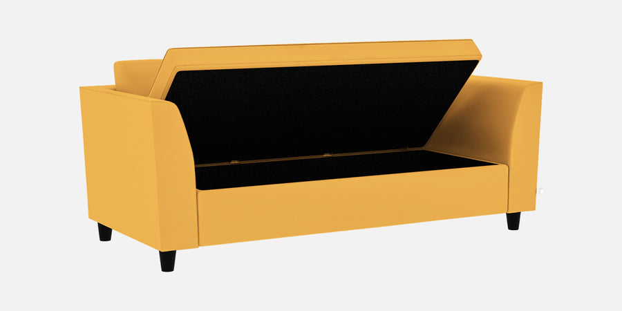 Bristo Velvet 3 Seater Sofa In Turmeric Yellow Colour With Storage - Febonic Living
