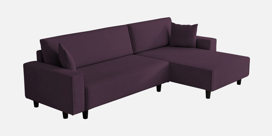 Peach Fabric Rhs 6 Seater Sofa Cum Bed With Storage In Greek Purple Colour - Febonic Living