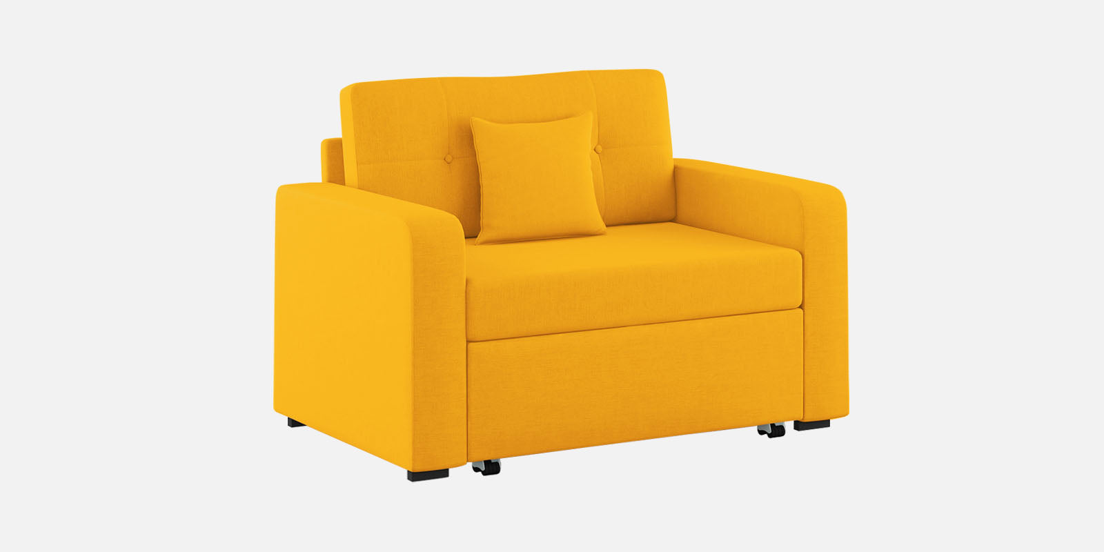 Rocky Fabric 2 Seater Pull Out Sofa Cum Bed In Bold Yellow Colour With Storage