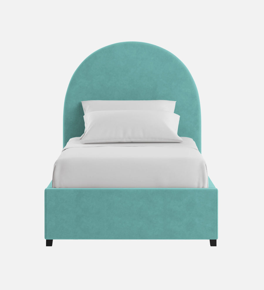 Maro Velvet Upholstered Single Size Bed In Barmunda Aqua Colour - Febonic Living