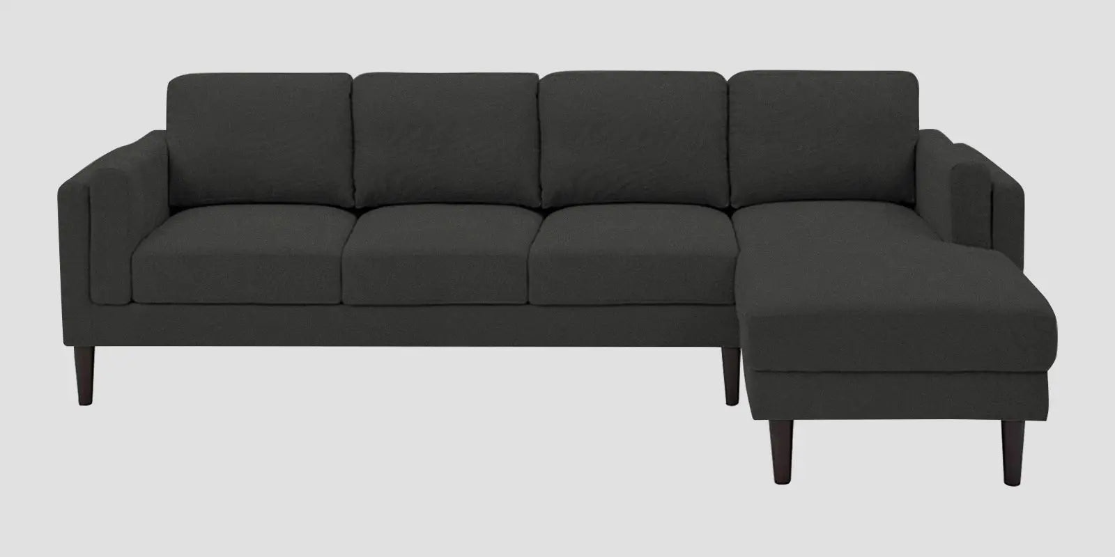 Creata Fabric LHS Sectional Sofa (3+Lounger) In Charcoal Grey Colour Febonic Living