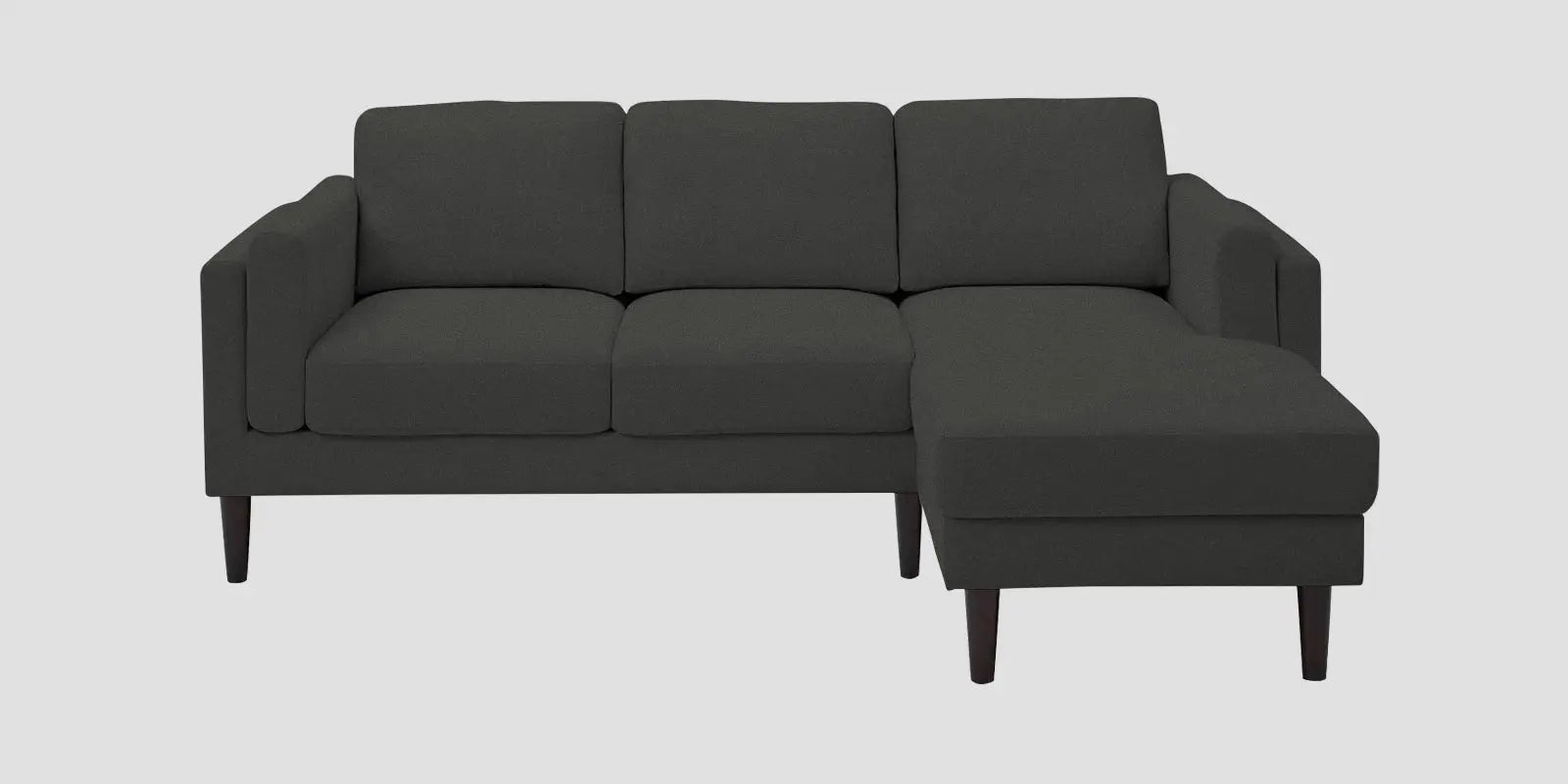 Creata Fabric LHS Sectional Sofa (2+Lounger) In Charcoal Grey Colour Febonic Living