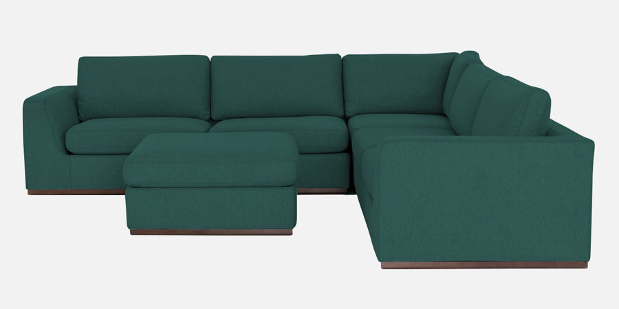 Freedom Velvet 6 Seater Rhs Corner Sofa In Pine Green Colour With Ottoman - Febonic Living