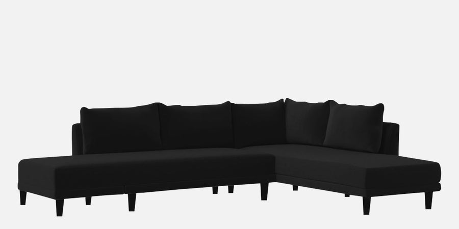 Ira Fabric Lhs 6 Seater Convertible Sofa Cum Bed In Zed Black Colour - Febonic Living
