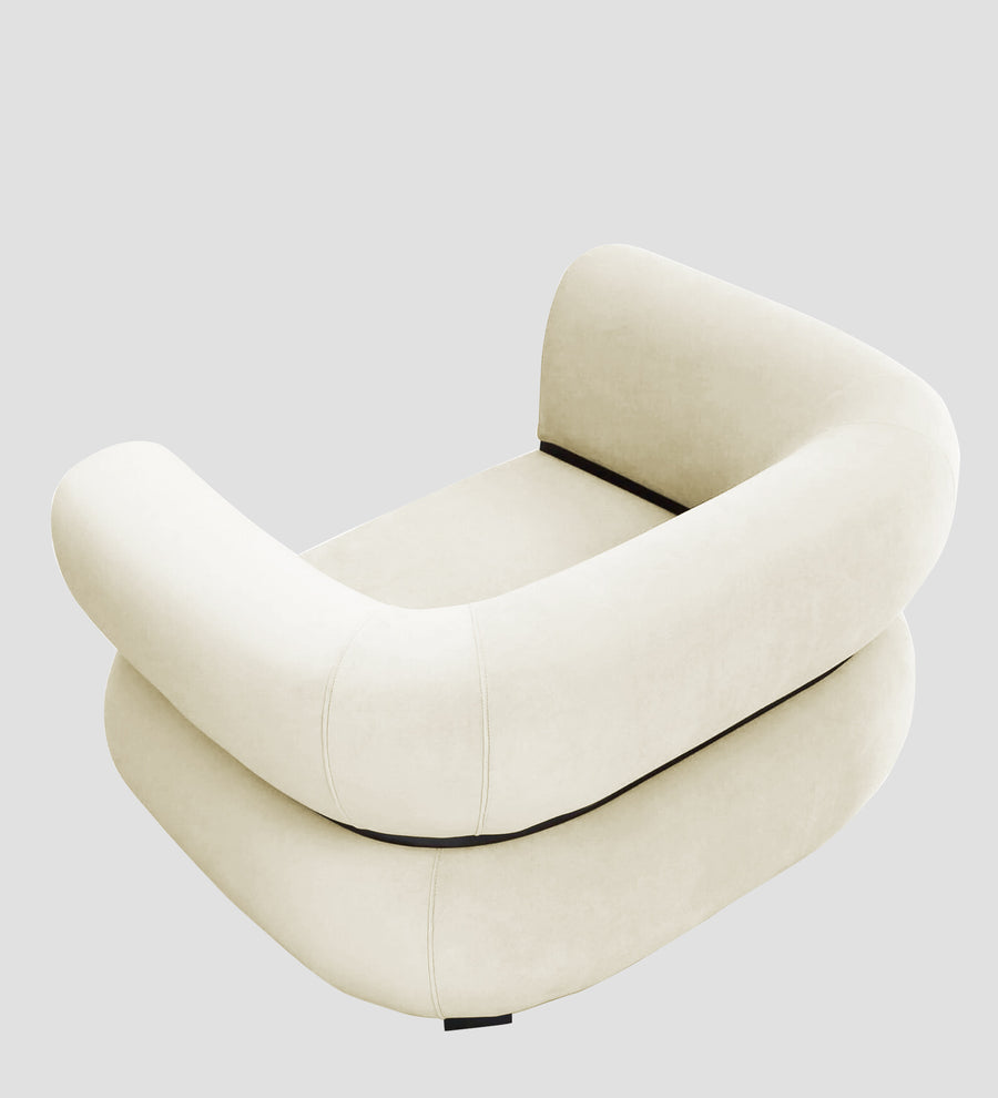Kula Velvet 1 Seater Sofa In Warm White Colour - Febonic Living