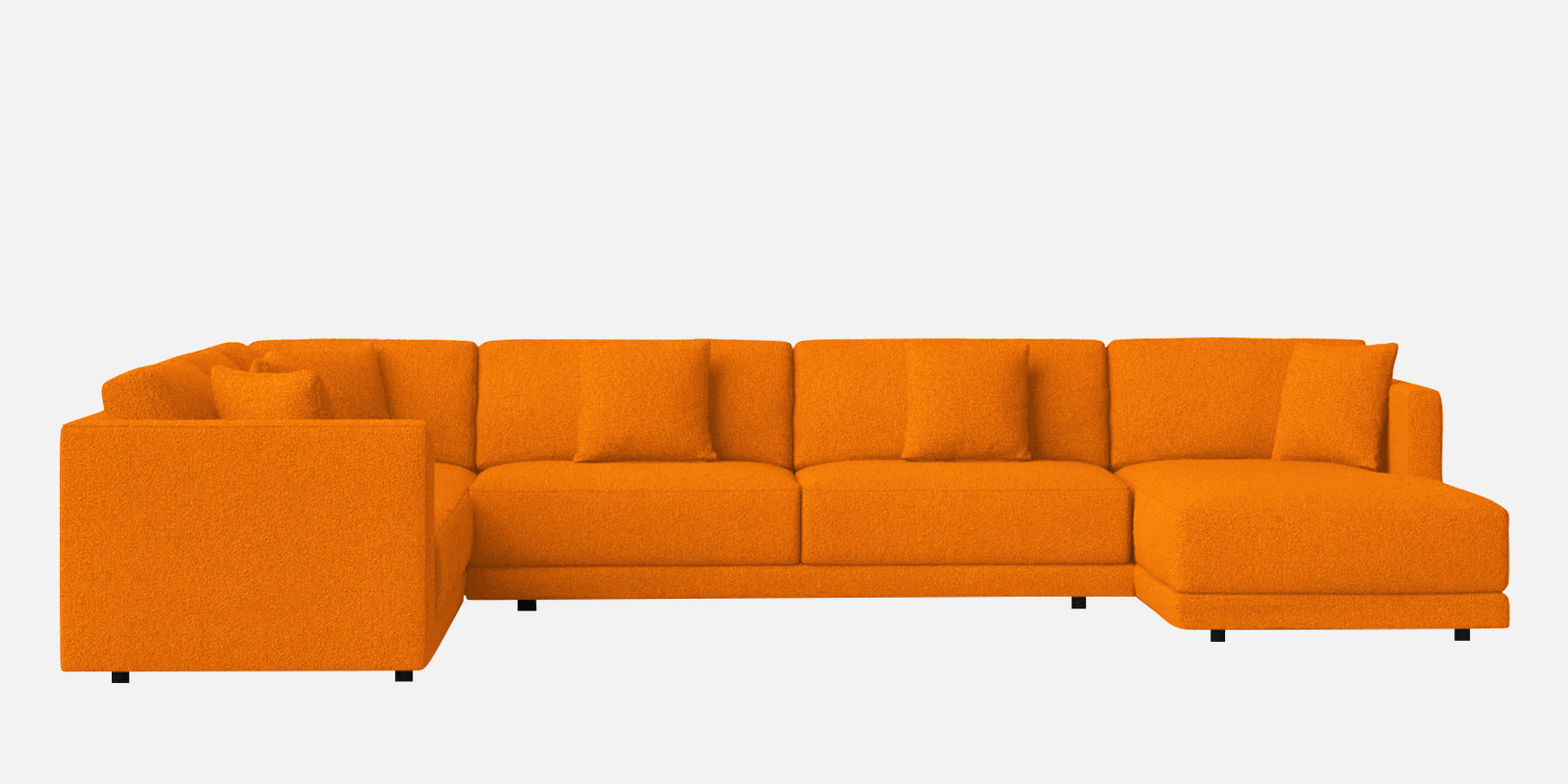 Carlin Fabric LHS 8 Seater Sectional Sofa In Vivid Orange Colour