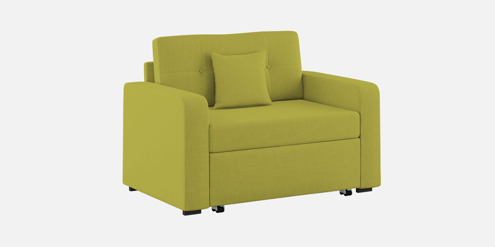 Rocky Fabric 2 Seater Pull Out Sofa Cum Bed In Parrot Green Colour With Storage