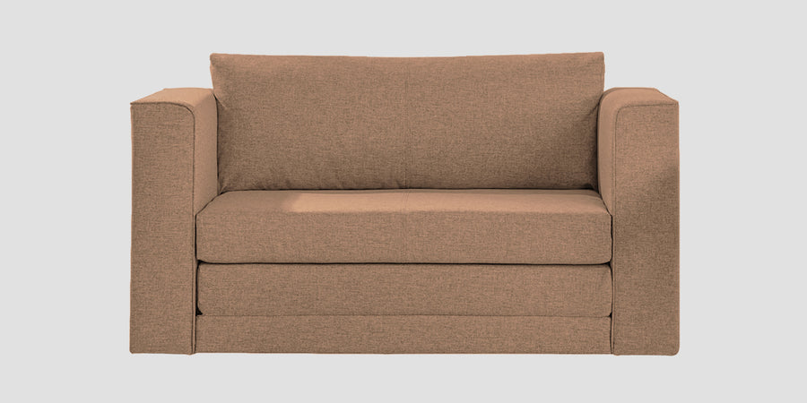 Kenia Fabric 2 Seater Foldable Sofa Cum Bed In Cosmic Beige Colour - Febonic Living