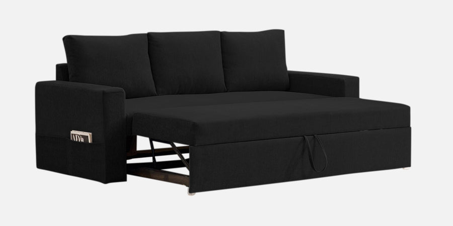 Kara Fabric 3 Seater Pull Out Sofa Cum Bed In Zed Black Colour - Febonic Living