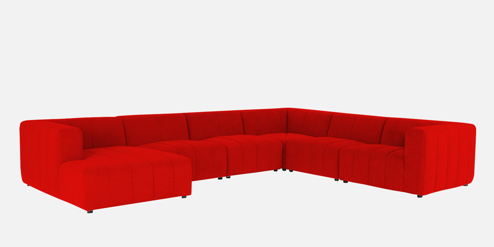 Damo Fabric RHS 8 Seater Sectional Sofa In Ruby Red Colour