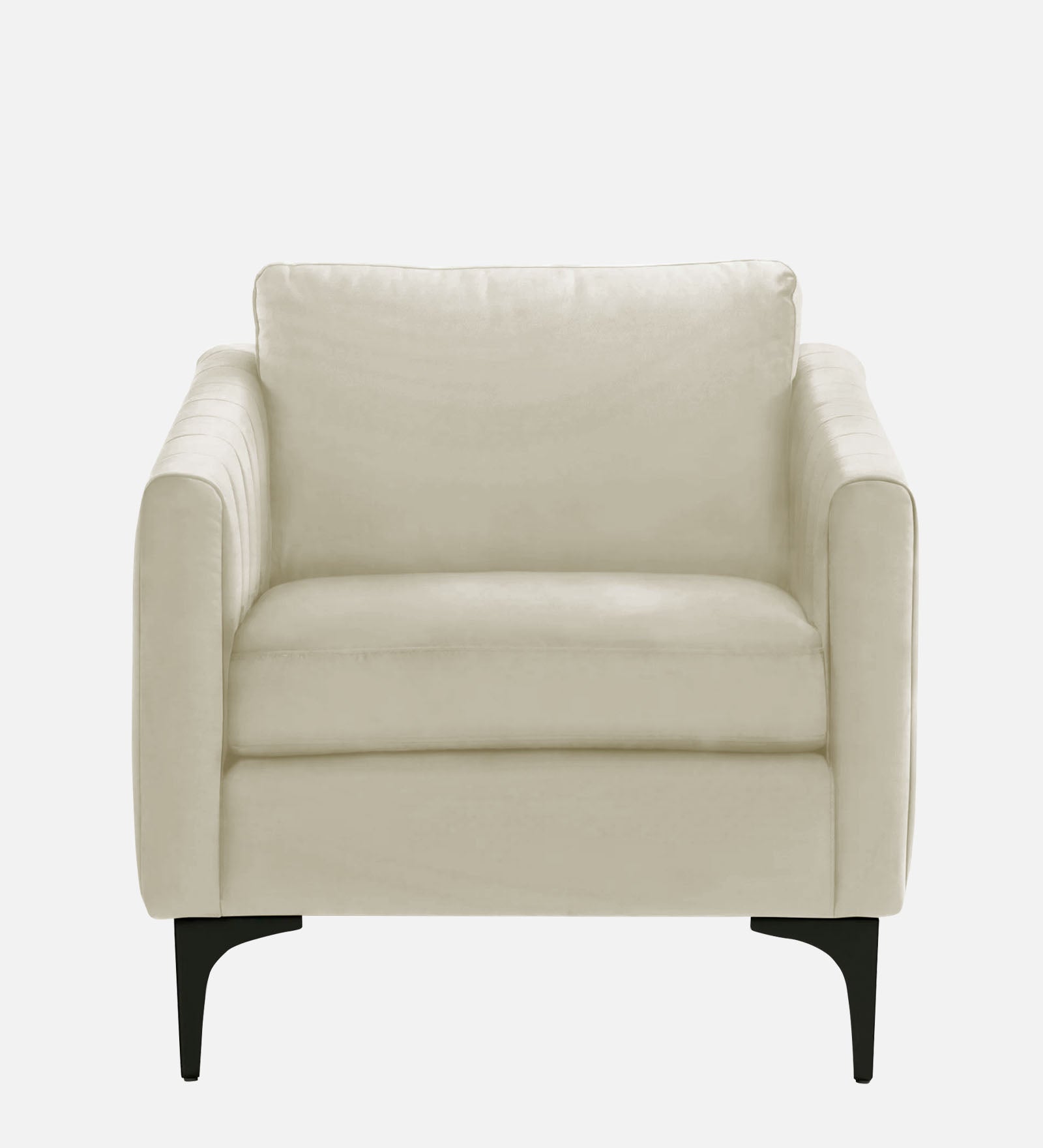 Haru Velvet 1 Seater Sofa in Warm White Colour