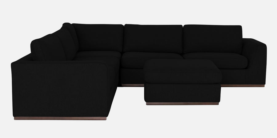 Freedom Velvet 6 Seater Lhs Corner Sofa In Adam Black Colour With Ottoman - Febonic Living