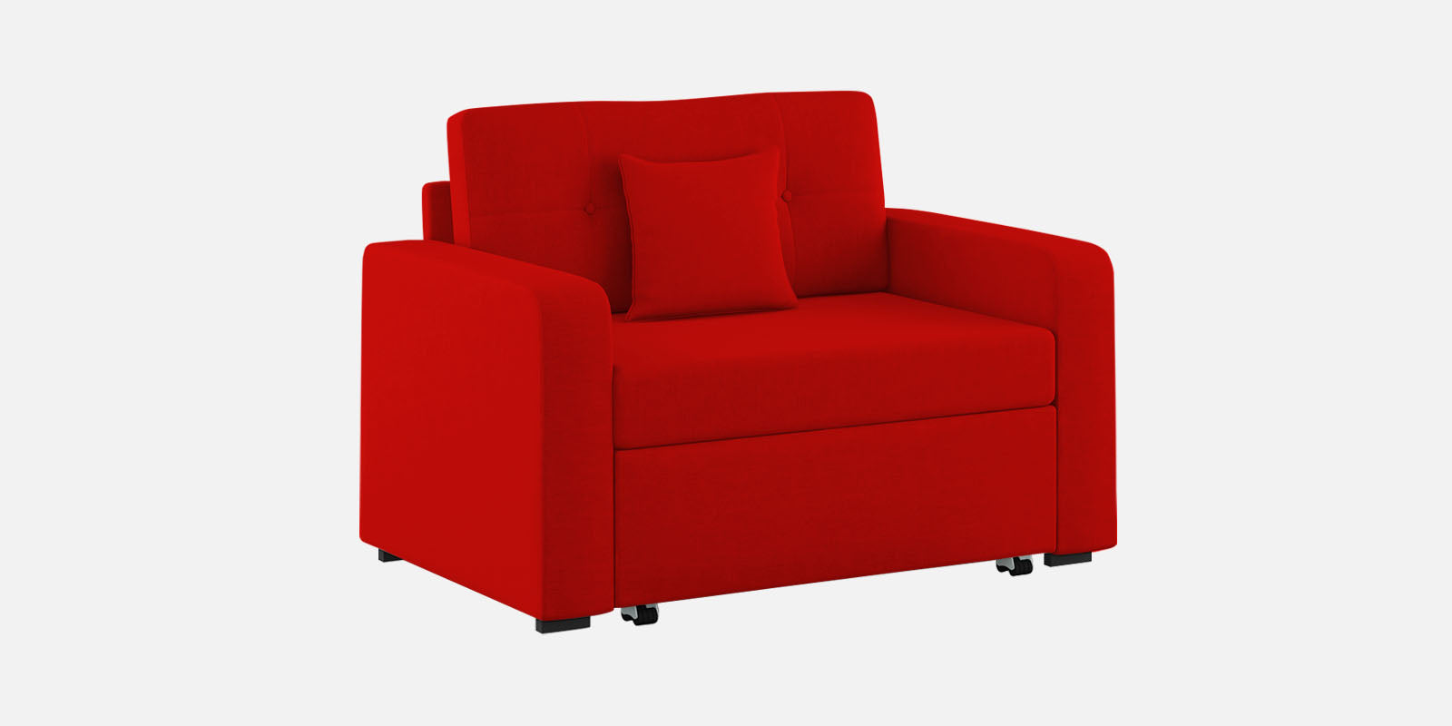 Rocky Fabric 2 Seater Pull Out Sofa Cum Bed In Ruby Red Colour With Storage