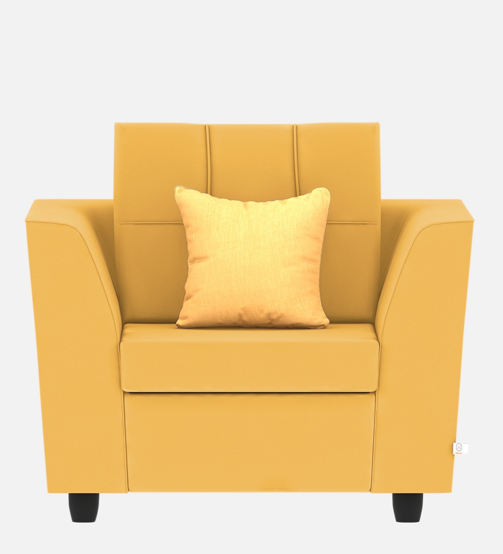 Nestin Velvet 1 Seater Sofa in Turmeric Yellow Colour