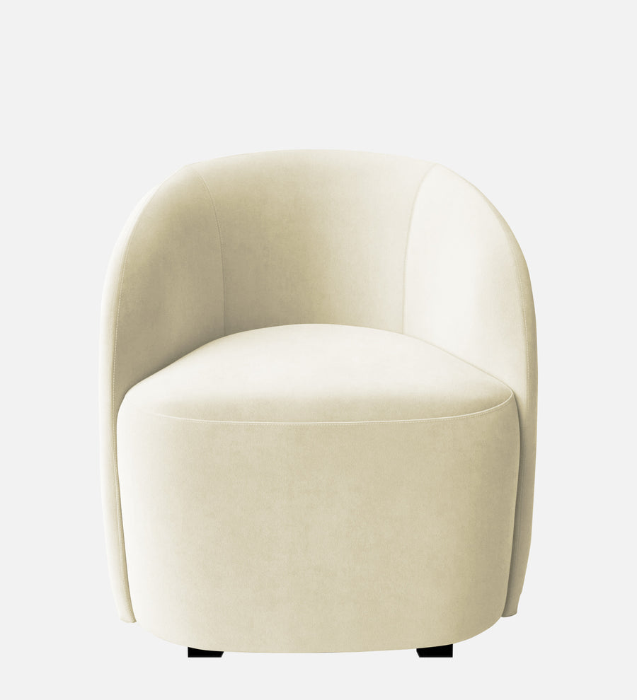 Lucky Velvet Lounge Chair In Warm White Colour - Febonic Living