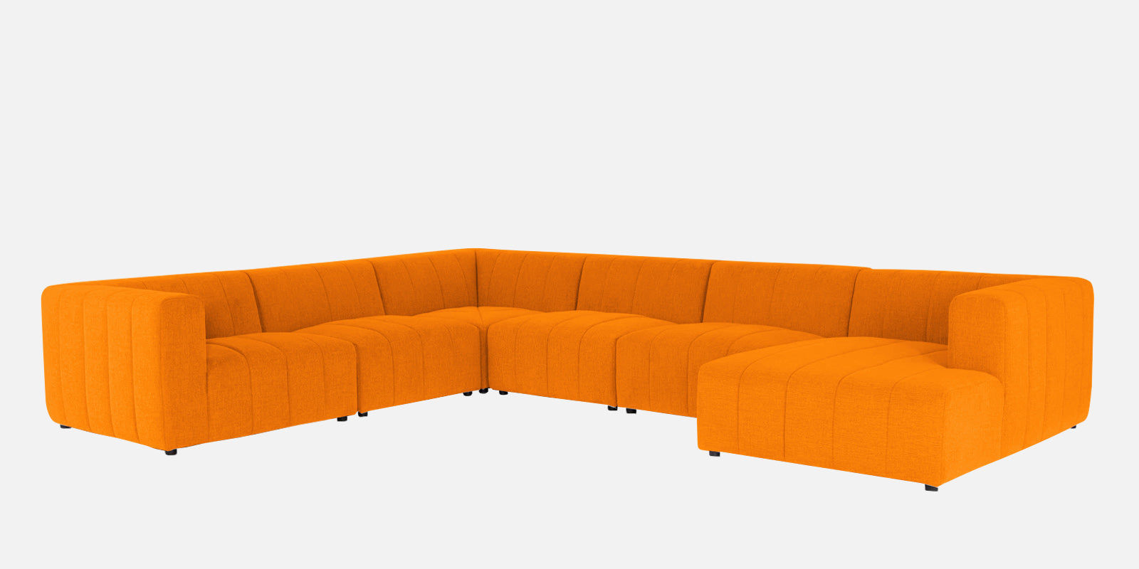 Damo Fabric LHS 8 Seater Sectional Sofa In Vivid Orange Colour