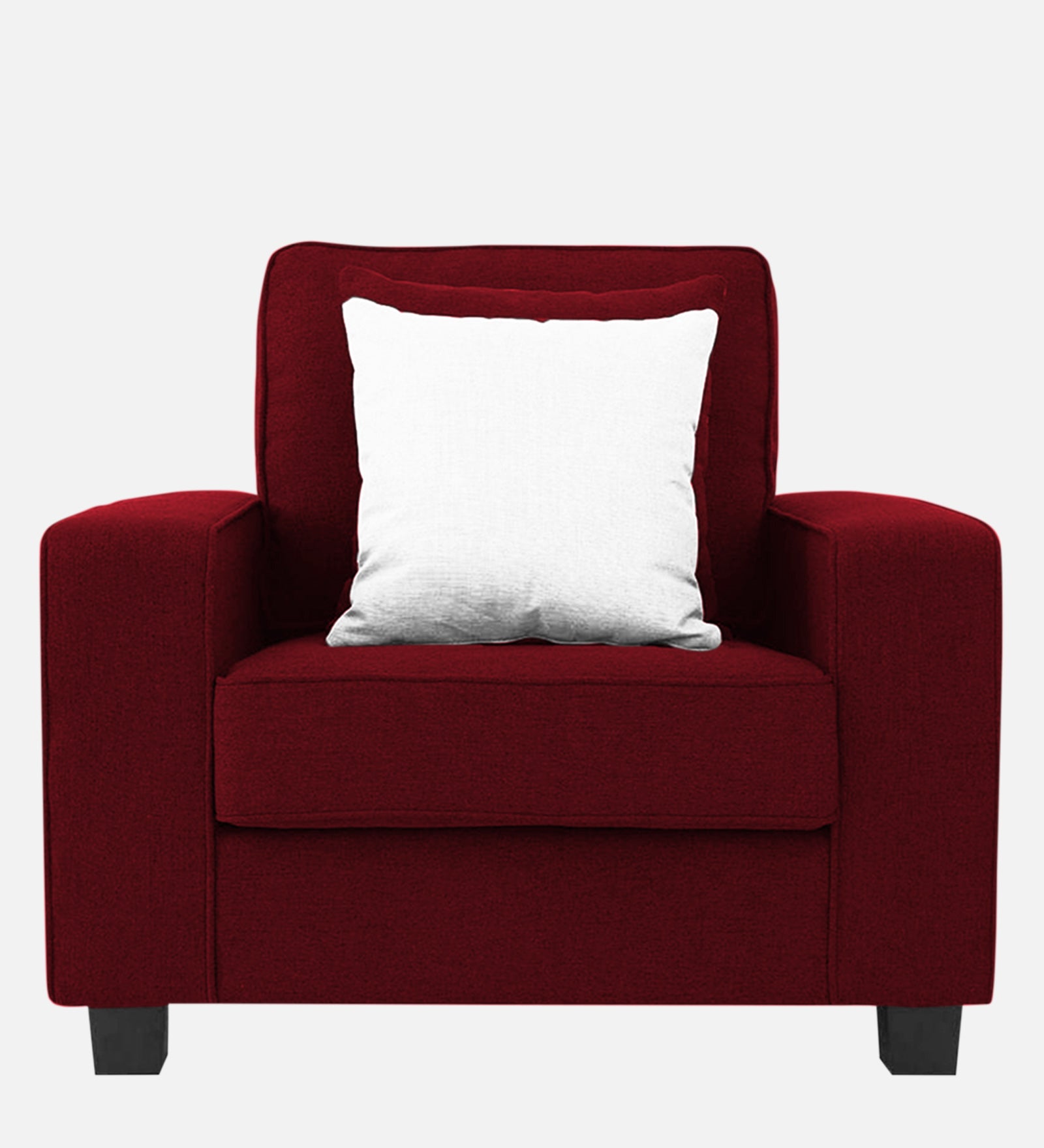 Ladybug Fabric 1 Seater Sofa In Ruby Red Colour