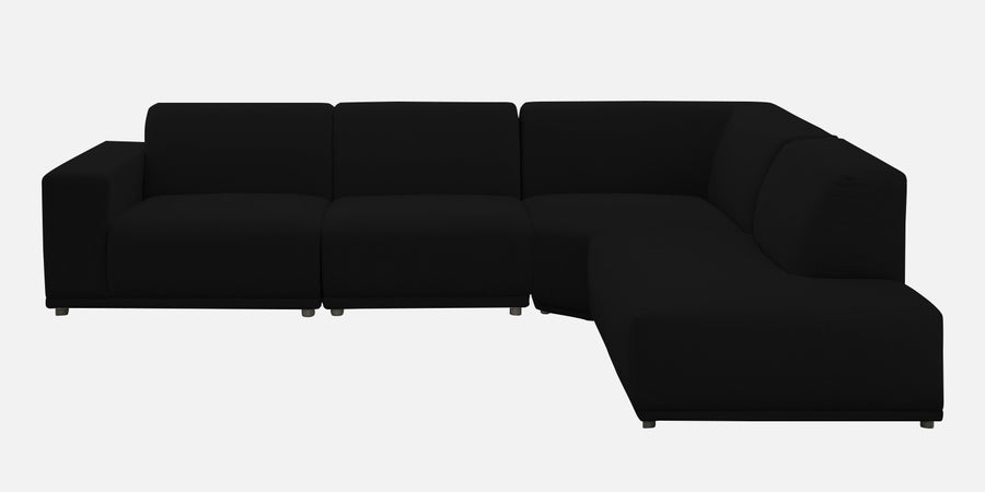 Adam Fabric Rhs Sectional Sofa 3 Ottoman Lounger In Zed Black Colour - Febonic Living