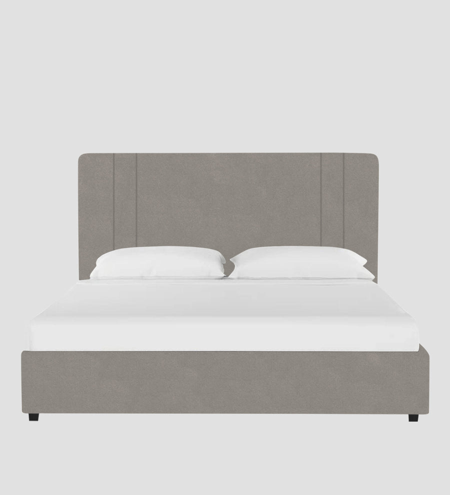 Asyra Velvet Upholstered King Size Bed In Echo Grey Colour With Box Storage - Febonic Living