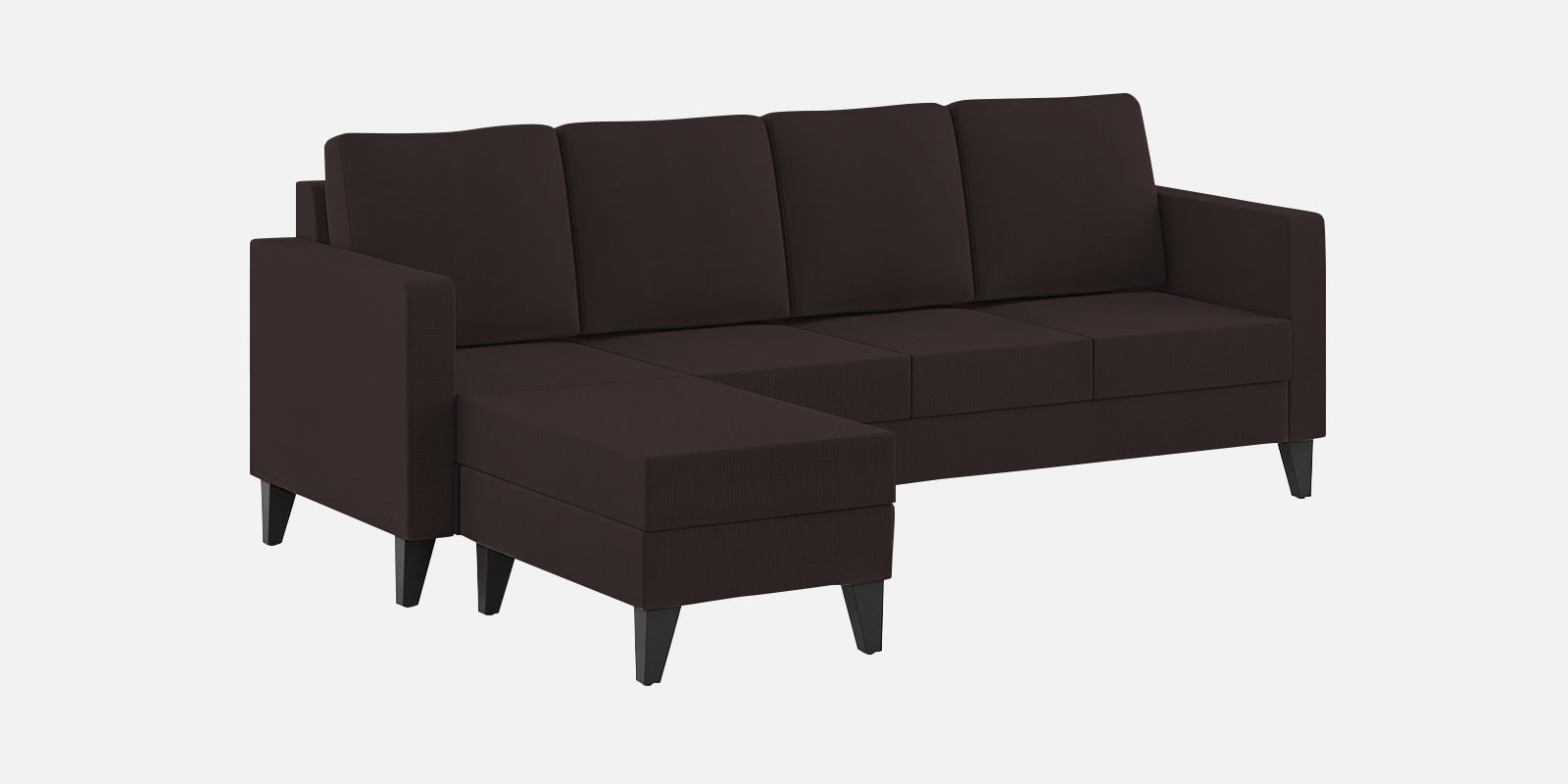 Nori Fabric RHS Sectional Sofa (3 + Lounger) In Dark Brown Colour