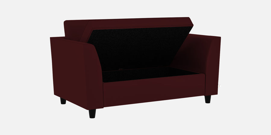 Bristo Velvet 2 Seater Sofa In Blood Maroon Colour With Storage - Febonic Living